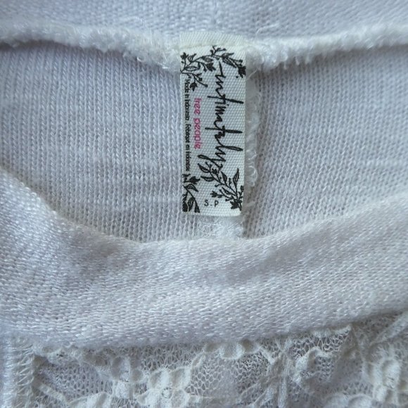 Intimately Free People Ivory No Limits Top Pieced Knit Lace Mock Neck S - Picture 5 of 6